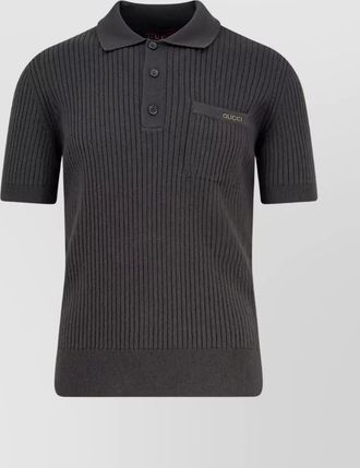 Gucci short sleeve polo shirt with ribbed texture