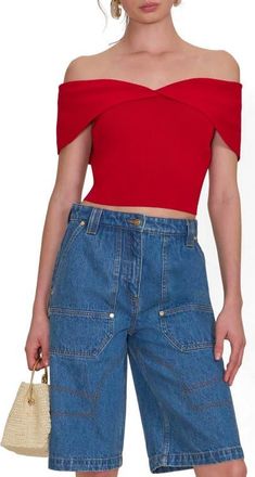 Cult Gaia Prescott Off the Shoulder Knit Top in Ghermez at Nordstrom, Size X-Small