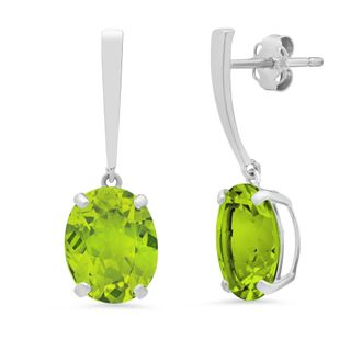 MAX + STONE 14k White Gold Solitaire Oval-Cut Gemstone Drop Earrings (10x8mm)