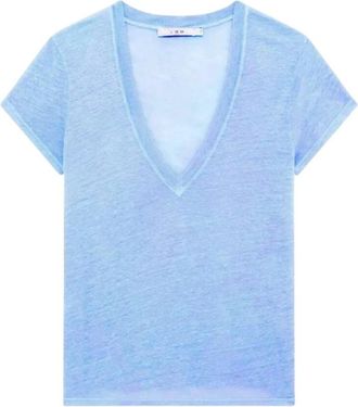 Iro Rodeo T-Shirt - Dames - T-shirts - Blauw - L - Linnen - Tops