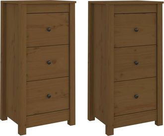 Berkfield Home Sideboards 2 pcs Honey Brown 40x35x80 cm Solid Wood Pine | Size: 40 x 35 x 80 cm