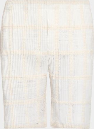 Homme Pliss&eacute; Issey Miyake Men & apos;s Lace Grid Pleated Shorts