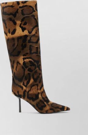 Le Silla leather leopard-print high boots