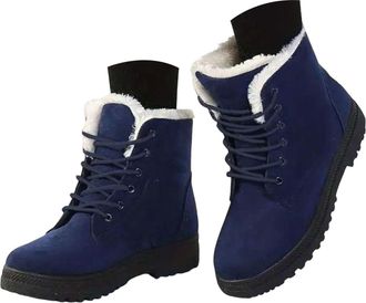 Generic Snow Boots for Women Winter Wide Fit Ankle Booties Warm Faux Fur Lined Orthopedic Shoes Comfortable Lace up Pull on Walking Boot Lightweight Waterproo