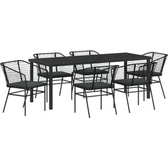 vidaXL Conjunto De Comedor De Jard&iacute;n 7 Pcs Negro Rat&aacute;n Sint&eacute;tico Vidaxl