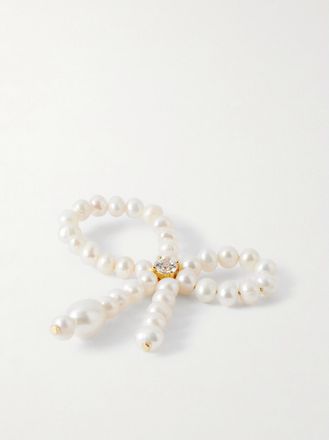 Completedworks Anello In Vermeil Riciclato Con Perle E Zirconia Cubica - Oro