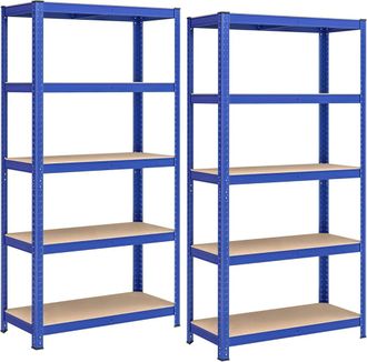 Songmics 2 estanter&iacute;as pesadas de 5 niveles de 40 x 90 x 180 cm de color azul