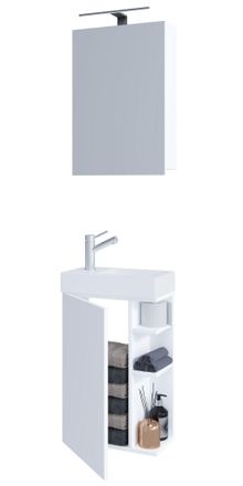 ebuy24 Set Vcm De 3 Piezas Lavadero Para Invitados Wc Wc De Ba&ntilde;o Para Invitados Lavabo Con Gabinete De Espejo Juego De Ba&ntilde;o Para Muebles De Ba&ntilde;o - Lumia (bla