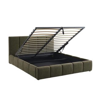 Sweeek Cama con caj&oacute;n con somier de l&aacute;minas y cabecero 160x200cm, acabado en