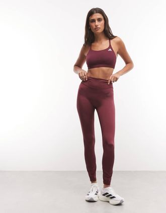 adidas adidas leggings da training Optime essentials lunghi in bordeaux-Rosso