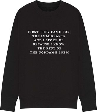 Generic First They Came for the Immigrants Sweatshirt for Women Men Funny Unisex Retro Human Rights Statement Sweatshirt Black