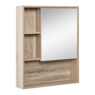 Kleankin Armario De Ba&ntilde;o Mural Con Espejo Y Estante Regulable En Altura, Compartimento De Almacenamiento Interior, Estantes Abiertos, 60 X 15 X 76 Cm, Acabado 