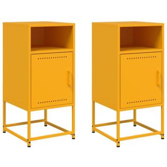 vidaXL Comodini 2 pz Giallo Senape 36x39x78 cm in Acciaio - Vidaxl
