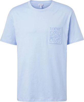 Loewe Mens Loewe Tonal Logo Relaxed Fit Blue Pocket T-Shirt - Size: 34