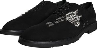 Dolce & Gabbana Mens Black Suede Sicilia Lace Up Formal Shoes Goatskin Leather