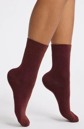 Nordstrom Allover Sparkle Metallic Quarter Socks in Burgundy Fig at Nordstrom Rack, Size 9/11