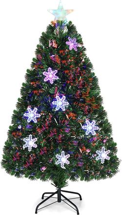 Costway Costway &Aacute;rbol De Navidad Artificial 120cm Con Base Iluminado Con Fibra De Vidrio Cambia Color Para Navidad Hogar Fiesta Decoraci&oacute;n