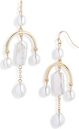 Nordstrom Freshwater Pearl Mobile Earrings in White- Gold at Nordstrom Rack