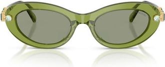 Swarovski 53mm Oval Sunglasses in Transparent Green /Green at Nordstrom