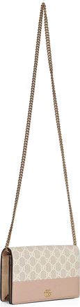 Gucci Womens Wallet On Chain Beige And White Beige-White Calf Leather Handbags Beige/white Hand Bags