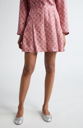 Max Mara Clown Kitty Print Silk Twill Skort in Peony at Nordstrom, Size 14