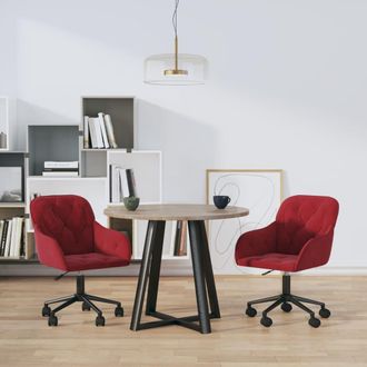vidaXL Sillas De Comedor Giratorias 2 Unidades Terciopelo Rojo Tinto Vidaxl