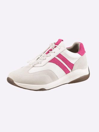 Heine Sneaker HEINE, Damen, Gr. 36, wei&szlig;, pink, Glattleder, Leder, Rindsleder, Veloursleder, Schuhe Sneaker