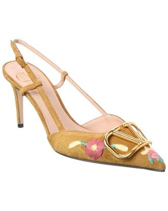 Valentino Vlogo Signature 80 Suede Slingback Pump