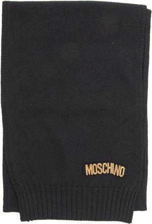 Moschino Wollen sjaal met letterlogo - Dames - Wintersjaals - Zwart - ONE Size - Wol - Accessoires
