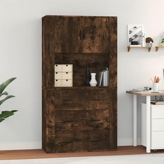 Berkfield Home Highboard Smoked Oak Engineered Wood in Brown
