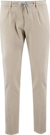 Eleventy Drawstring Broeken - Heren - Slim Fit Broeken - Beige - W36 - Katoen - Broeken