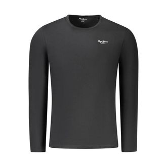 Pepe Jeans London Long Sleeve Tops, male, Black, Size: XL Black Cotton Crew Neck T-Shirt