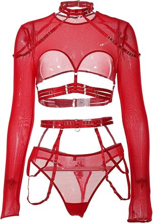 Generic Bustier Lingerie Set for Women Support With Small Chest And Large Steel Ring Gathered With Chest Pad Underwear Three Point Split Style Fun Set Lingeri