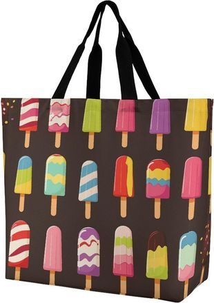 Generic Popsicles And Ice Shopper Bag Waterproof Handbag Reusable Shopping Bags For Camping Travel Daily Use