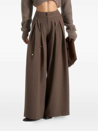 Mani&egrave;re De Voir Flora pleated belted trousers - Brown