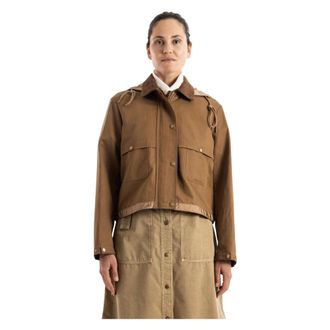 Moncler Light Jackets, female, Brown, Size: XL Aconitum Hooded Overshirt