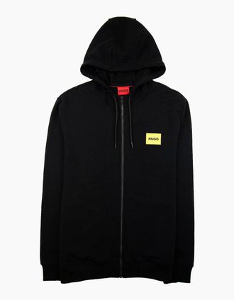 HUGO BOSS Mens Hugo Daple G Patch Logo Zip Up Hoodie Black 001 - Size: 40