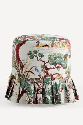 Anthropologie Layla Printed Ruffle Ottoman Slipcover