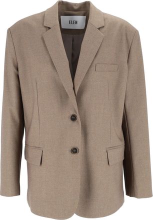 Eleh Mud Brown Tailored Notched Lapel Blazer