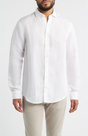 Johnnie-O McCarthy Solid Linen Blend Button-Up Shirt in White at Nordstrom, Size Xx-Large
