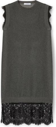 Motivi Gebreide jurk met kanten details - Dames - Kleedjes - Grijs - XS - Polyester - Kleedjes