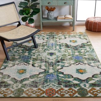 Safavieh Madison Machine Made Area rug, Green / Ivory Bohemian Style Easy Care