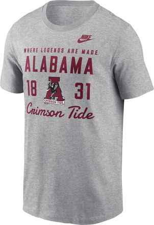 Nike Alabama Legacy Stacked Est Nike Mens College T-Shirt in Grey | N19906GABV-AZ2