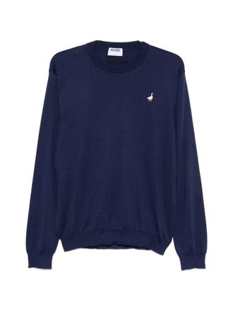Moschino Fine-Knit Silk and Nylon Sweater with Goose Embroidery