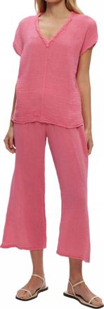 Michael Stars Medina Cropped Gauze Pant In Zinnia
