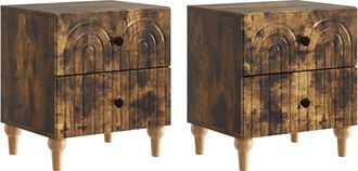 vidaXL Armario De Noche 2 Uds. Roble Ahumado 43 X 34,5 X 48 Cm Vidaxl