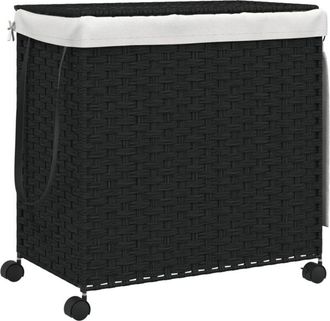 vidaXL Vidaxl - Cesto para ropa sucia con ruedas ratán negro 60x35x60,5 cm