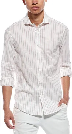Brunello Cucinelli Purple Striped Long Sleeve Shirt, Size Medium