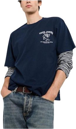 Pepe Jeans London Coffeet T-Shirt - Heren - T-shirts - Blauw - M - Katoen - Tops