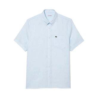 Lacoste Ch 5699 Short Sleeve Shirt - Heren - Korte mouwen Overhemden - Blauw - M - Linnen - Overhemden